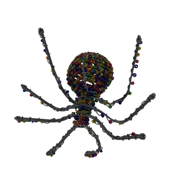 Tarantula Spider African Art Handmade Blue Multicolor Beaded Wire South Africa - Picture 7 of 11